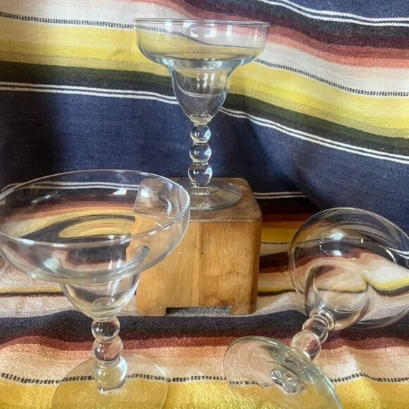 Set Of 3 Vintage Libbey Metrolopolis Margarita Glasses With Ball Stem Design - Picture 4 of 7